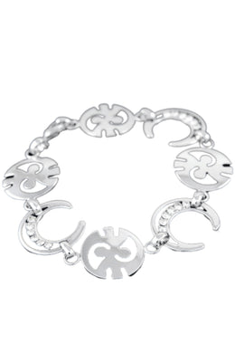 Crystal crescent link metal bracelet