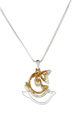 CRYSTAL LAYERED DOLPHIN PENDANT NECKLACE
