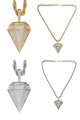 HIP HOP ICED OUT DIAMOND PENDANT ROPE CHAIN