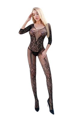 SEXY FLORAL NET BODYSTOCKING