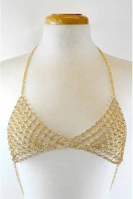 CRYSTAL ENCRUSTED CHAIN LINK BRA CHAIN