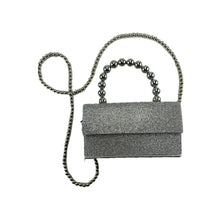 Load image into Gallery viewer, Silver Pearl Handle Full Crystal Evening Bag