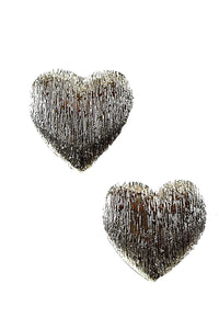 Textured metal heart earrings
