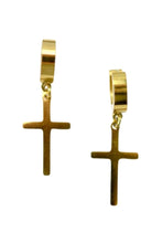 Load image into Gallery viewer, STAINLESS STEEL CROSS DANGLE EARRING