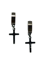 Load image into Gallery viewer, STAINLESS STEEL CROSS DANGLE EARRING