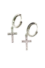 Load image into Gallery viewer, CRYSTAL CROSS  DANGLE EARRING