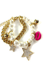 Load image into Gallery viewer, Pearl Studded Double Chain Bracelet