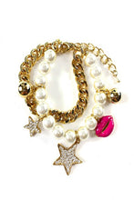 Load image into Gallery viewer, Pearl Studded Double Chain Bracelet