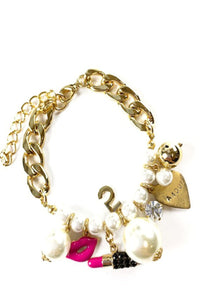 Pearl & Charms Studded Bracelet