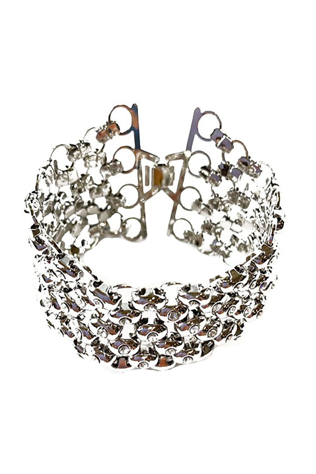 Crystal studded metal chain bracelet