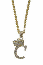 Load image into Gallery viewer, CROWN INITIAL PENDANT NECKLACE