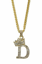 Load image into Gallery viewer, CROWN INITIAL PENDANT NECKLACE