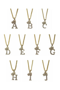 CROWN INITIAL PENDANT NECKLACE