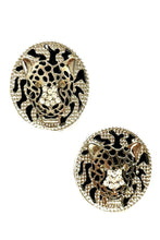 Load image into Gallery viewer, Studded tiger mask round earrings