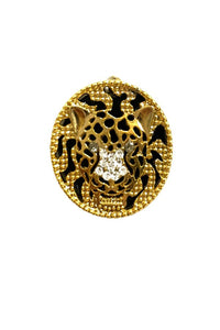 Studded tiger mask round earrings