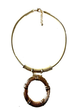 BAMBOO RING PENDANT CHOKER NECKLACE