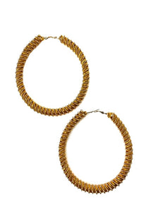 Wire & Gold Cord Twisted Fashion Hoop Earrings