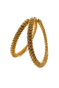 Wire & Gold Cord Twisted Fashion Hoop Earrings