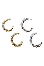 Load image into Gallery viewer, Rhinestone Studded metal hoop earrings