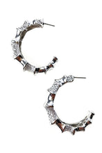 Load image into Gallery viewer, Rhinestone Studded metal hoop earrings