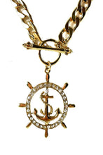 Load image into Gallery viewer, Rhinestone Studded Anchor Pendant Necklace