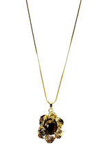 Load image into Gallery viewer, Jeweled flower pendant necklace