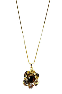 Jeweled flower pendant necklace