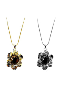 Jeweled flower pendant necklace