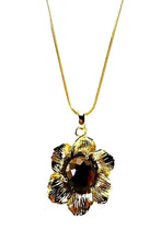 Load image into Gallery viewer, Jeweled flower pendant necklace