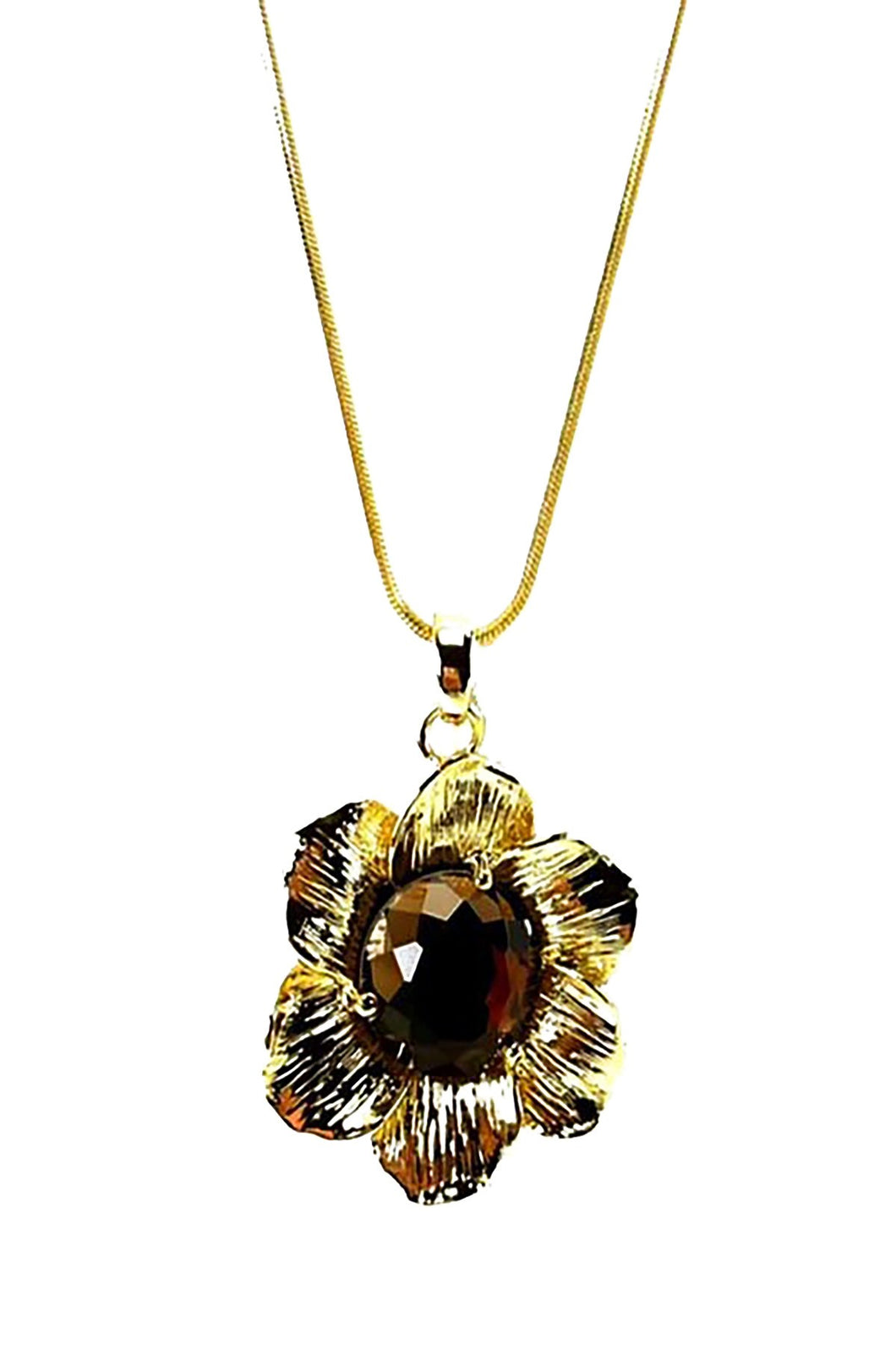 Jeweled flower pendant necklace