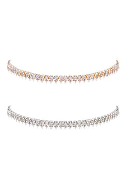 Cubic Zirconia Pointy Choker Collar Necklace