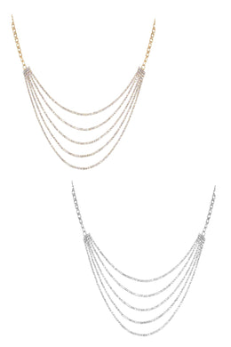 RHINESTONE LAYERED CHAIN MIX NECKLACE