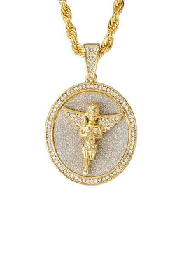 HIP HOP ICED OUT ANGEL PENDANT CHAIN