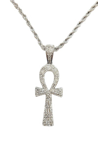 HIP HOP ICED OUT ANKH CROSS PENDANT CHAIN