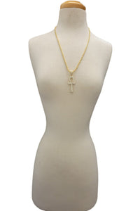 HIP HOP ICED OUT ANKH CROSS PENDANT CHAIN