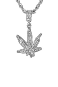 HIP HOP ICED OUT LEAF PENDANT CHAIN