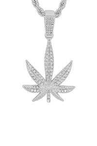 HIP HOP ICED OUT LEAF PENDANT CHAIN