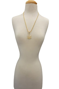 HIP HOP ICED OUT LEAF PENDANT CHAIN