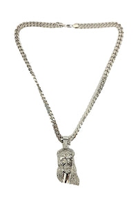 HIP HOP ICED OUT JESUS PENDANT with CUBAN CHAIN