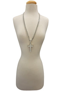 HIP HOP ICED OUT CROSS PENDANT CUBAN CHAIN