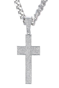 HIP HOP ICED OUT CROSS PENDANT CUBAN CHAIN