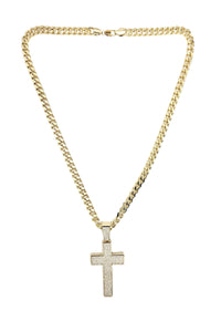 HIP HOP ICED OUT CROSS PENDANT CUBAN CHAIN