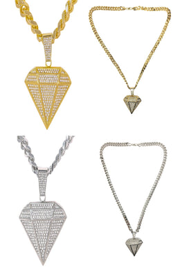 HIP HOP ICED OUT DIAMOND PENDANT CUBAN CHAIN