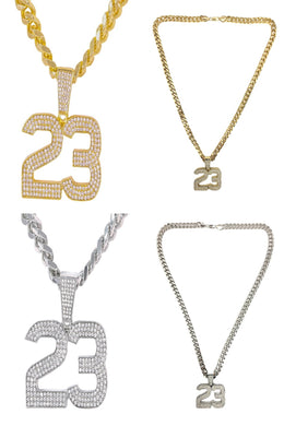 HIP HOP ICED OUT 23 PENDANT CUBAN CHAIN