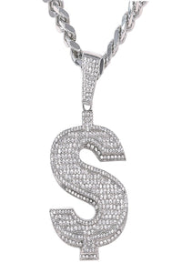 HIP HOP ICED OUT DOLLAR PENDANT CUBAN CHAIN