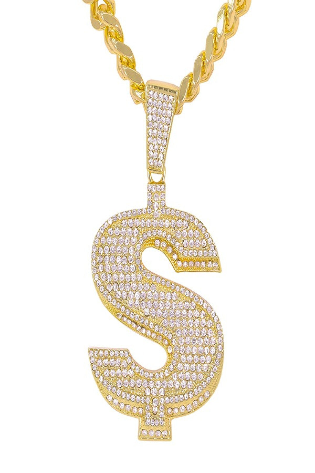 HIP HOP ICED OUT DOLLAR PENDANT CUBAN CHAIN