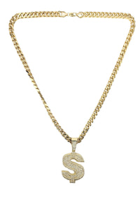 HIP HOP ICED OUT DOLLAR PENDANT CUBAN CHAIN