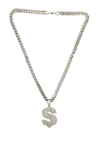 HIP HOP ICED OUT DOLLAR PENDANT CUBAN CHAIN