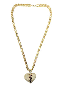 HIP HOP ICED OUT LOVE PENDANT CUBAN CHAIN