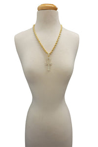 HIP HOP ICED OUT ANKH CROSS PENDANT ROPE CHAIN